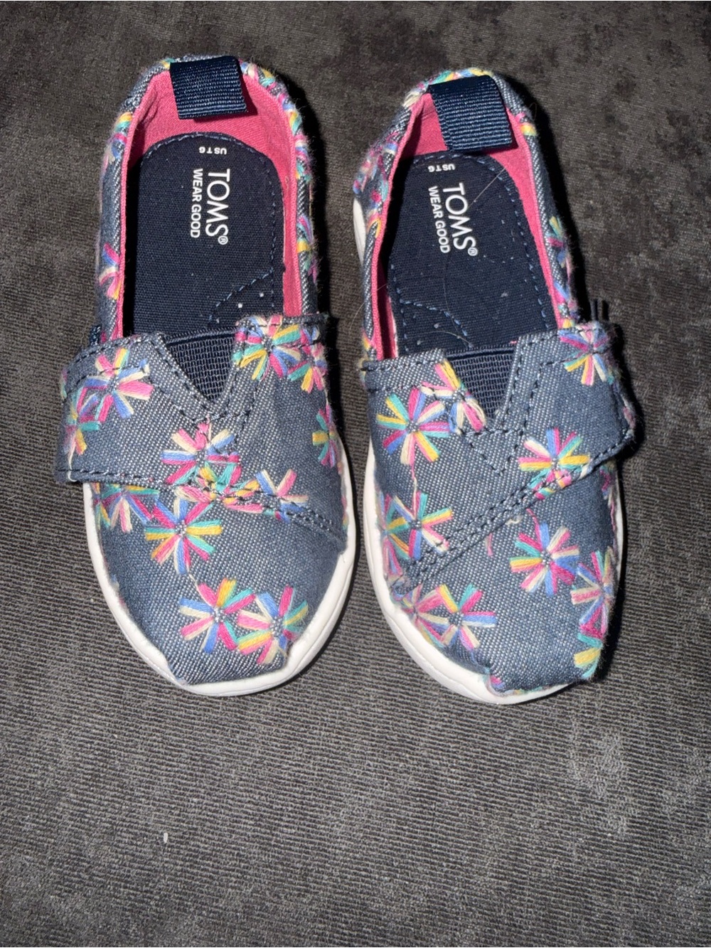 TOMS Toddler Alpargata Floral Slip-On Shoes Size 6 US / EU 22 Multicolor Canvas